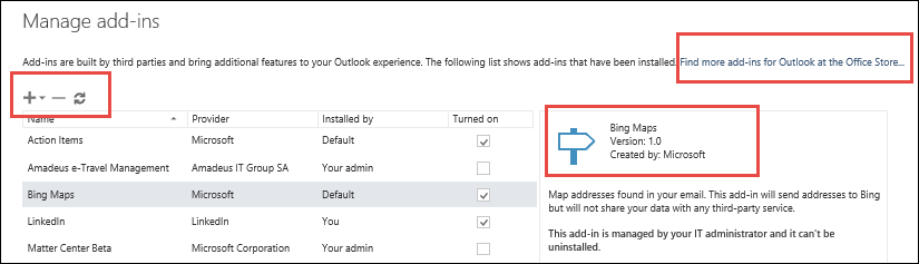 outlook 2016 for mac add ins